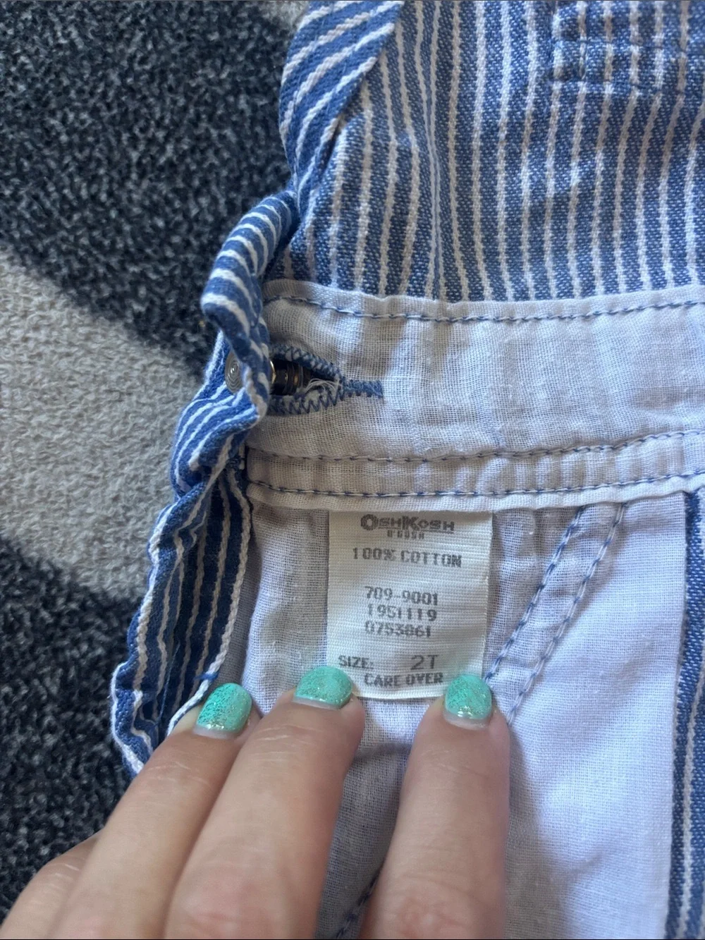 Vintage OshKosh B'gosh Blue & White Striped Shortalls
